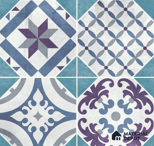 Moroccan Floor & Wall Tile TL 08398 | 88070| 8 x 8 inch Matte Finish Vitrified Tile - 9 mm | Suitable for Living Room, Bedroom & Bathroom | Please Expect a Slight Variation of Pattern