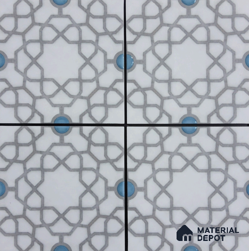 Moroccan Floor & Wall Tile TL 08396 | 88080| 8 x 8 inch Matte Finish Vitrified Tile - 9 mm | Suitable for Living Room, Bedroom & Bathroom | Please Expect a Slight Variation of Pattern