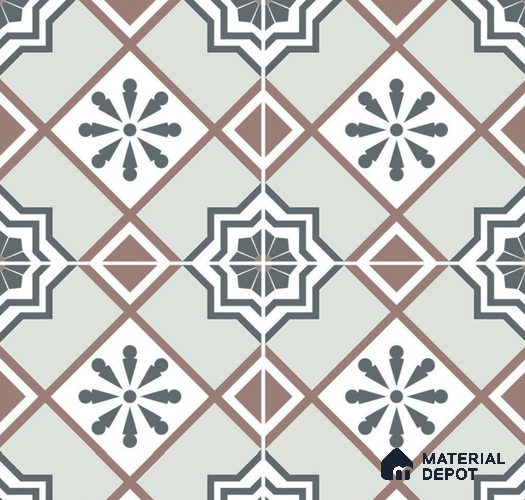 Moroccan Floor & Wall Tile TL 08399 | 88046| 8 x 8 inch Matte Finish Vitrified Tile - 9 mm | Suitable for Living Room, Bedroom & Bathroom | Please Expect a Slight Variation of Pattern