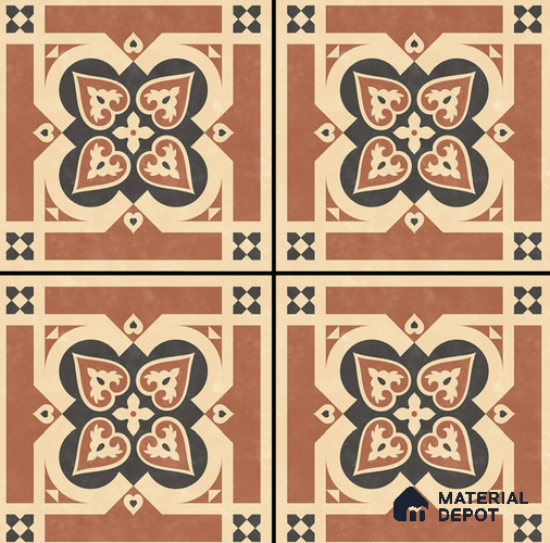 Moroccan Floor & Wall Tile TL 08392 | 88099| 8 x 8 inch Matte Finish Vitrified Tile - 9 mm | Suitable for Living Room, Bedroom & Bathroom | Please Expect a Slight Variation of Pattern