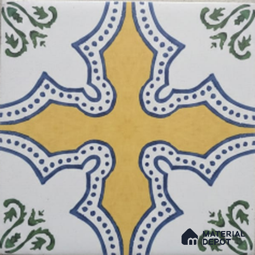 Moroccan Look Floor & Wall Tile TL 11394 88022 8 inch x 8 inch Vitrified Matte Finish - 10 mm | Suitable for Living Room, Bedroom & Bathroom | Please Expect a Slight Variation of Pattern