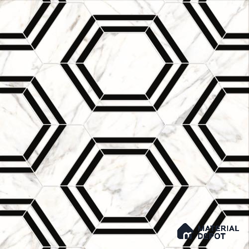 Moroccan Look Wall & Floor Tile TL 08224 Hexa White 2 ft x 2 ft Vitrified Matte Finish - 9 mm | Please Expect a Slight Variation of Pattern