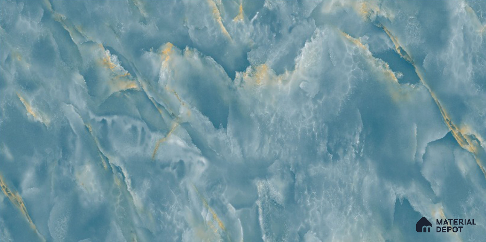 Marble Tile TL 09865 Prussion Cyan 4 ft x 2 ft  Vitrified Glossy Finish - 9 mm
