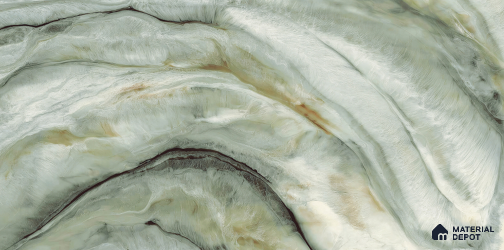 Marble Tile TL 09859 Feather Aqua 4 ft x 2 ft  Vitrified Glossy Finish - 9 mm