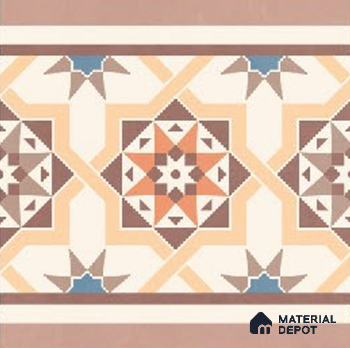 Moroccans Floor Tile TL 09912 B Pixel Border 8x8 inch Vitrified Matte Finish - 9 mm | Suitable For Living Room, Bedroom | 2 mm Spacer is Mandatory | Please Expect a Slight Variation of Pattern