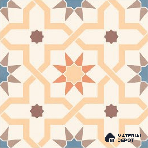 Moroccans Carpet Wall & Floor Tile TL 09912 C Pixel Decor 8 inch x 8 inch Vitrified Matte Finish - 9 mm | Suitable For Living Room, Bedroom, Kitchen | 2 mm Spacer is Mandatory | Please Expect a Slight Variation of Pattern