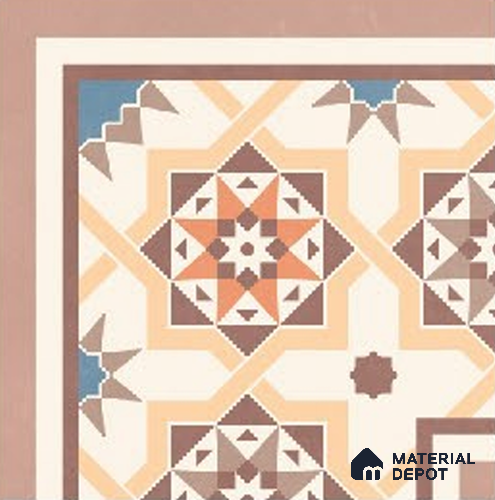 Moroccans Floor Tile TL 09912 Pixel Corner 8x8 inch Vitrified Matte Finish - 9 mm | Suitable For Living Room, Bedroom | 2 mm Spacer is Mandatory | Please Expect a Slight Variation of Pattern