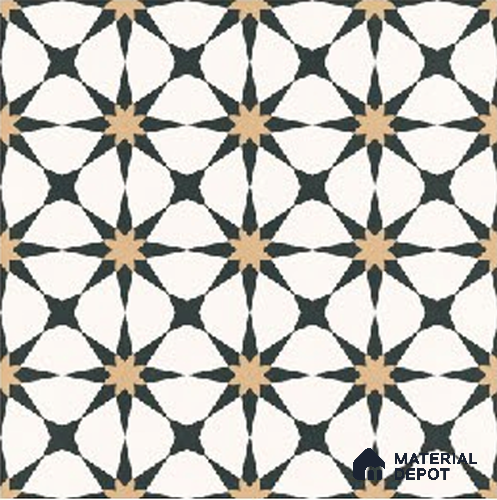 Moroccans Carpet Wall & Floor Tile TL 09906 C Nero Star Decor 8 inch x 8 inch Vitrified Matte Finish - 9 mm | Suitable For Living Room, Bedroom, Kitchen | 2 mm Spacer is Mandatory | Please Expect a Slight Variation of Pattern