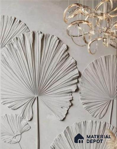Duco Paintable Tropical Fan Palm Bas-Relief Wall Panel 6 ft x 4.5 ft CNC Made HDHMR Panel - 25 mm
