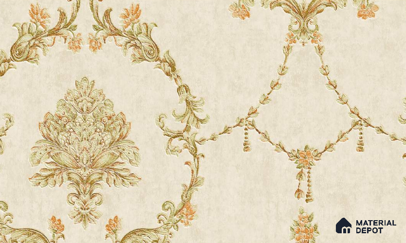 W-254 | 9.5 Meter x 21 Inches Damask Look Wallpaper - 55 Sq. Ft. | Minimum 15% wastage during installation