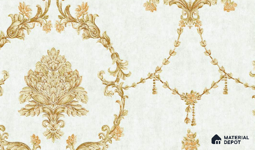 W-255 | 9.5 Meter x 21 Inches Damask Look Wallpaper - 55 Sq. Ft. | Minimum 15% wastage during installation