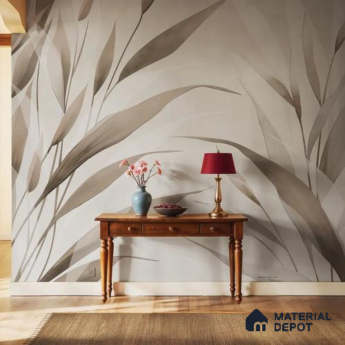 Whispering Blades Soft Mocha Abstract Customised Soft Feel Wallpaper for Rooms