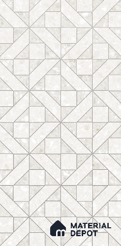 Geometric Wall Tile TL 10994 B | Royal Tera Bianco Decor | 4 ft x 2 ft Crits Micro Matte Finish Porcelain Tile - 9 mm | Suitable for Living Room, Bedroom, Dining & Bathroom | 3 mm Spacer Required