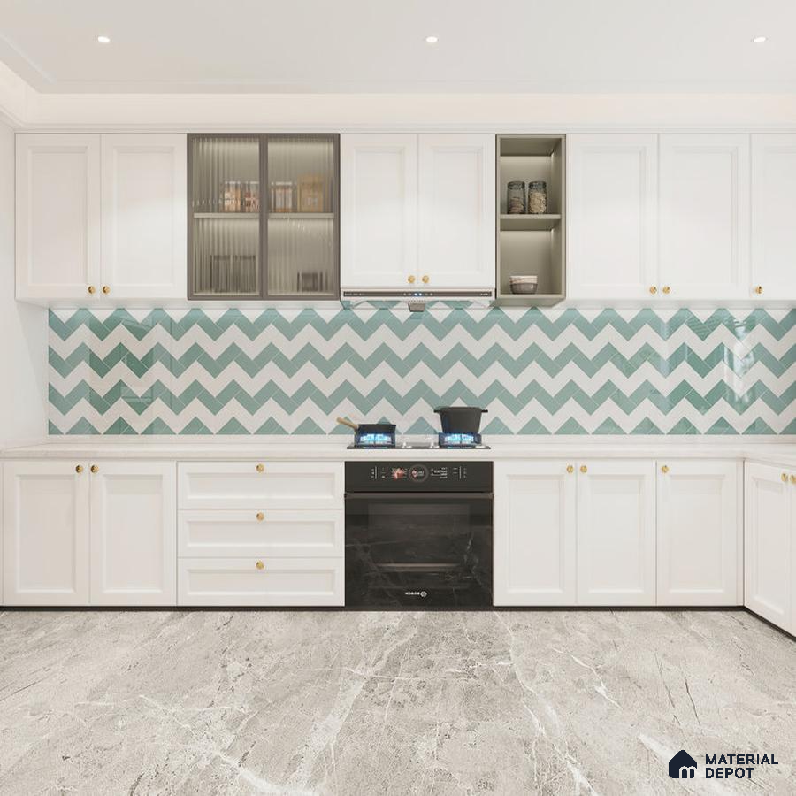 Serenely Modern White and Blue Kitchen Oasis | Material Depot
