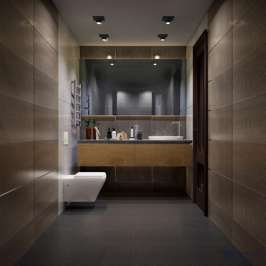 Black Anti Skid Ceramic Bathroom Plain Tile | 300x300 mm MD 535719 | Material Depot