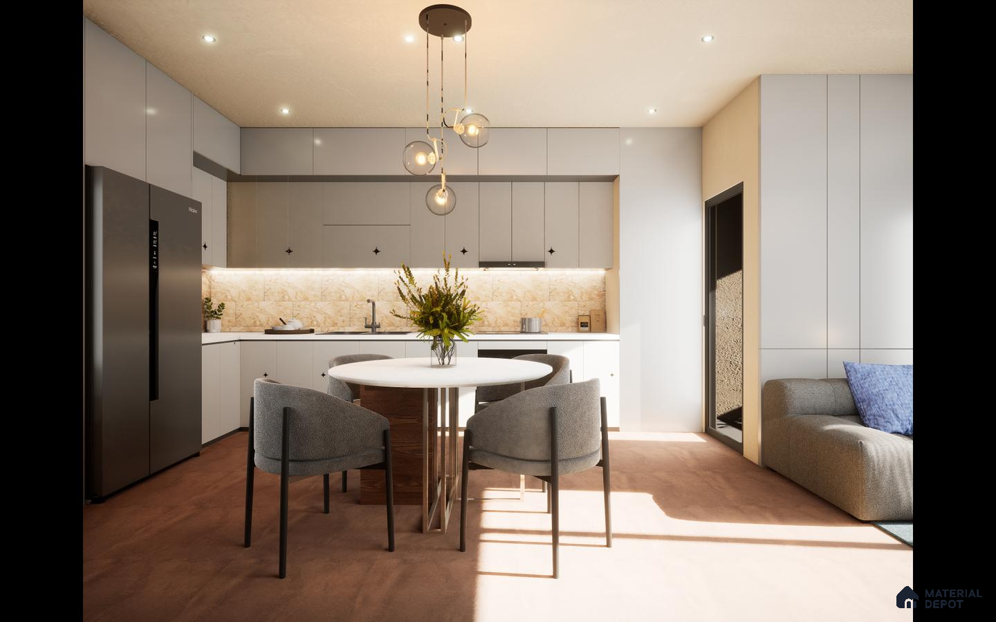Matte GVT Tile Flooring with Coffee Laminate Decor