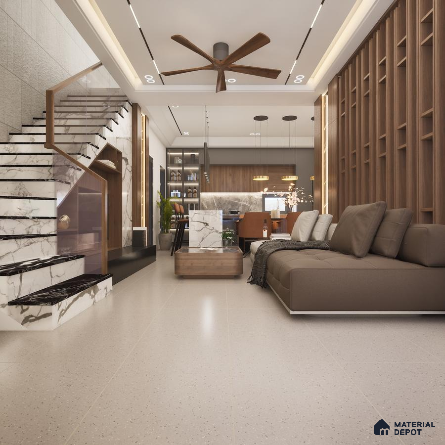 Mozart Stone 1200x600 mm Matte Finish Terrazzo Collection Full Body Floor and Wall Tile - 9 mm | Material Depot