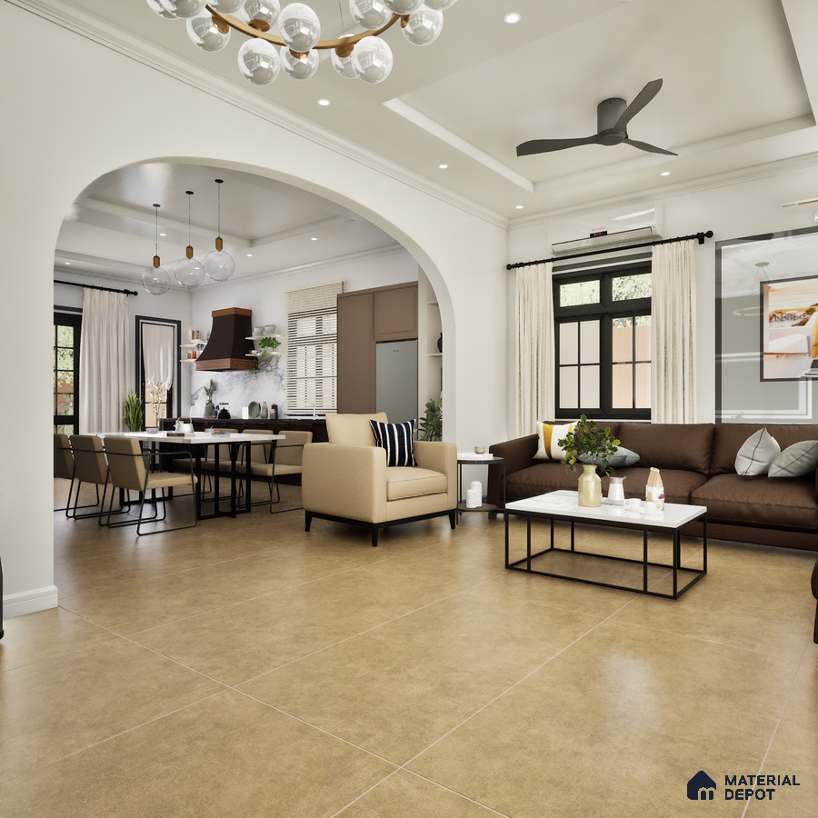 Rainbow Caramel 1200x600 mm Matte Finish Rustic Collection GVT Floor and Wall Tile - 9 mm | Material Depot