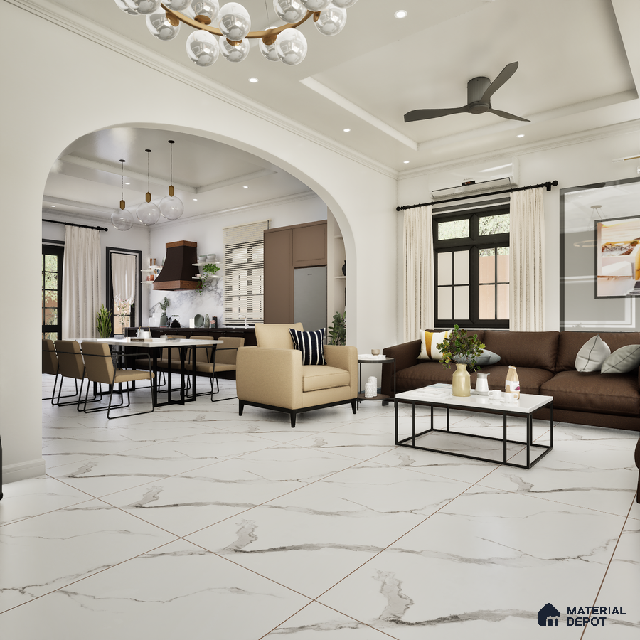 Serendy Grey 1200x600 mm Endless Carving Surface GVT Tile - 9 mm | Material Depot