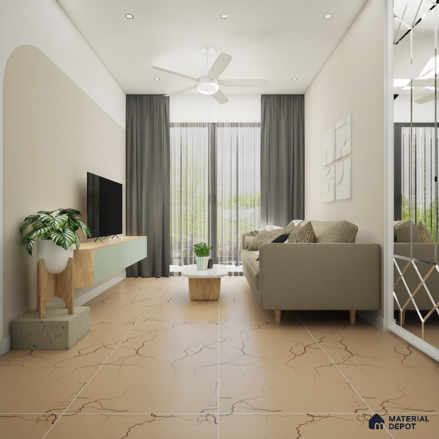 Solin Brown 1200x600 mm Carving Surface GVT Tile - 9 mm | Material Depot