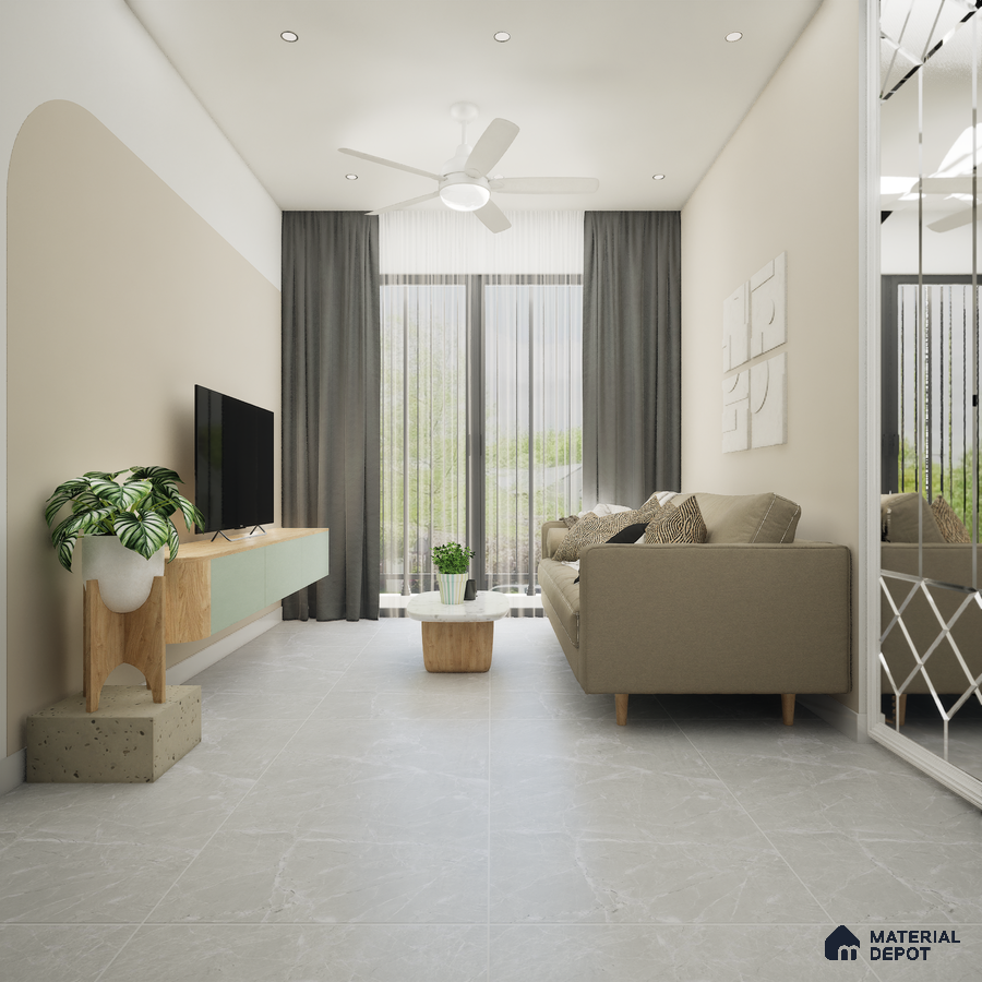 Arizona Grey 1200x600 mm Carving Surface GVT Tile - 9 mm | Material Depot
