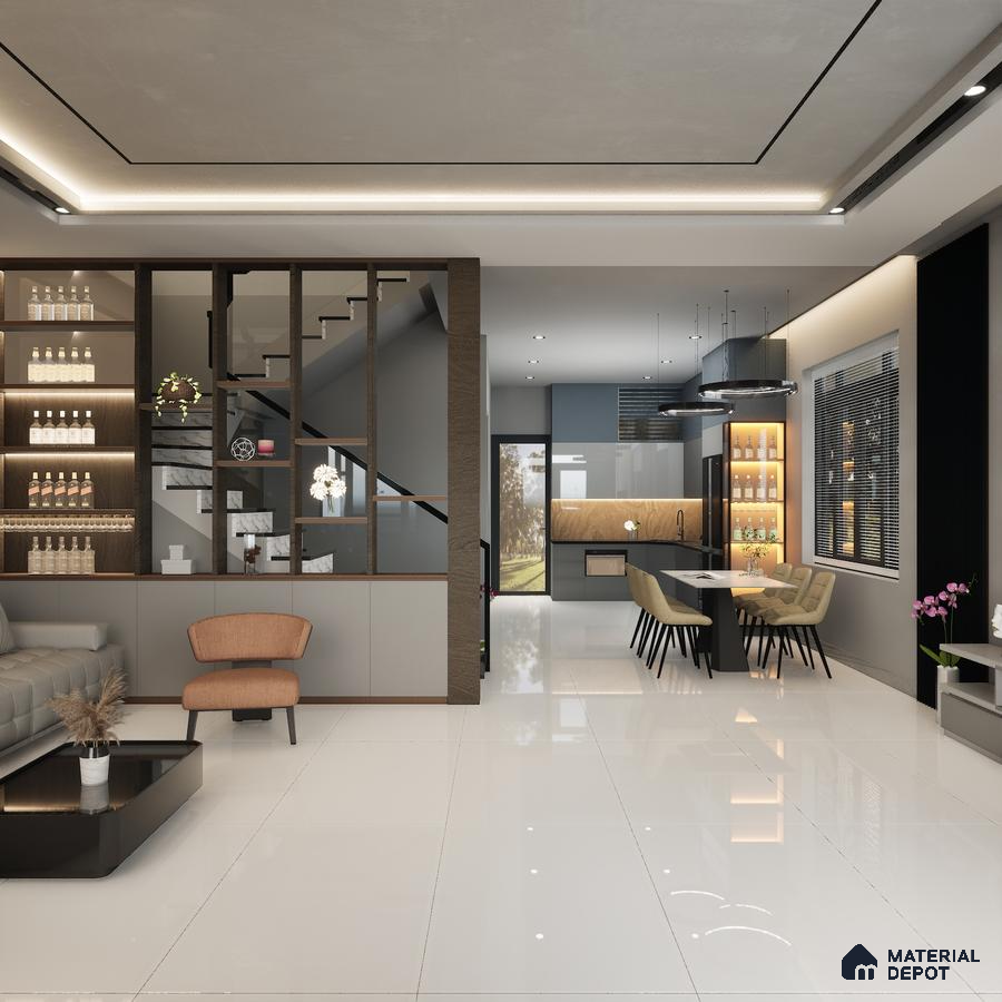 Plain White 1200x600 mm Glossy Finish GVT Tile - 9.5 mm | Material Depot