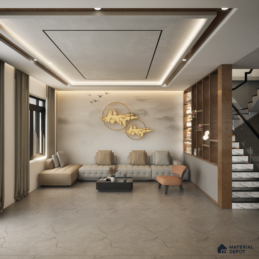 Petra Grey 1200x600 mm Carving Surface GVT Tile - 9 mm | Material Depot