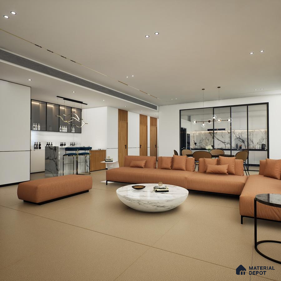 Lekure Saddle 1200x600 mm Leather Finish GVT Tile - 9 mm | Material Depot