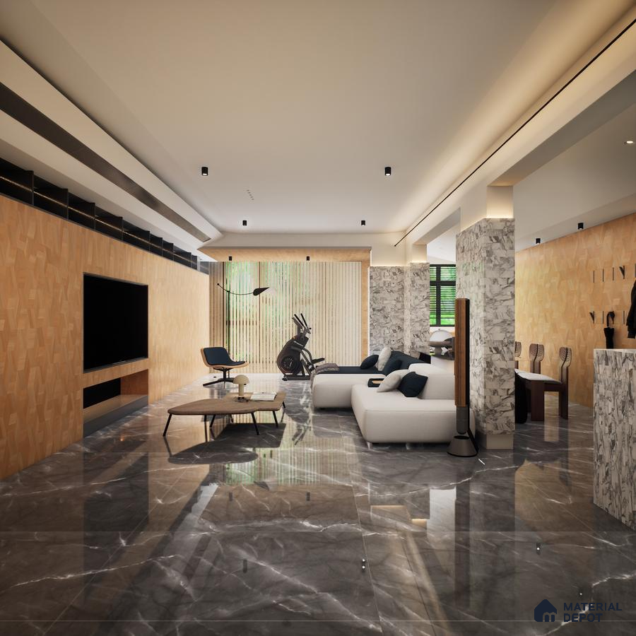 Rey Armani Grey 1200x600 mm Glossy Finish Infinito Octane Glaze Vitrified Floor and Wall Tile - 9 mm | Material Depot