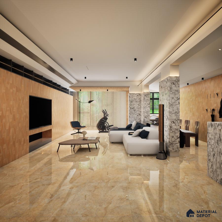 Rey Vista Dark 1200x600 mm Glossy Finish Luxury Glaze Vitrified Floor and Wall Tile - 9 mm | Material Depot