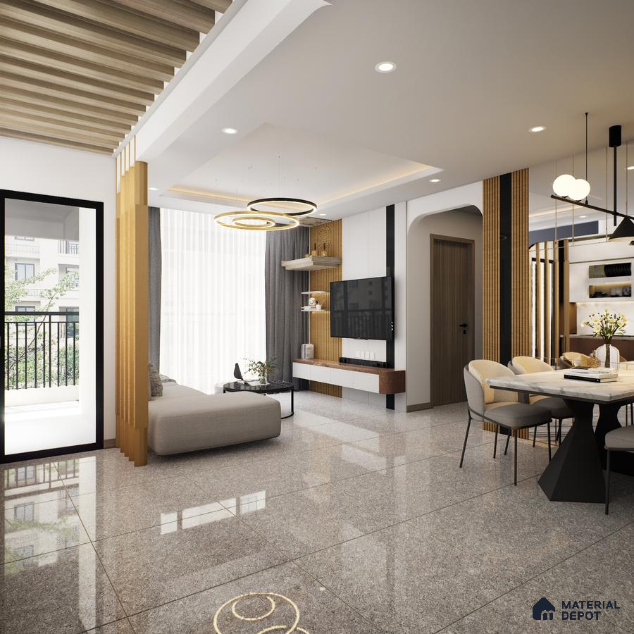 Melody Ash 600x600 mm Glossy Finish Multi Charged Vitrified Tile - 9.5 mm | Material Depot