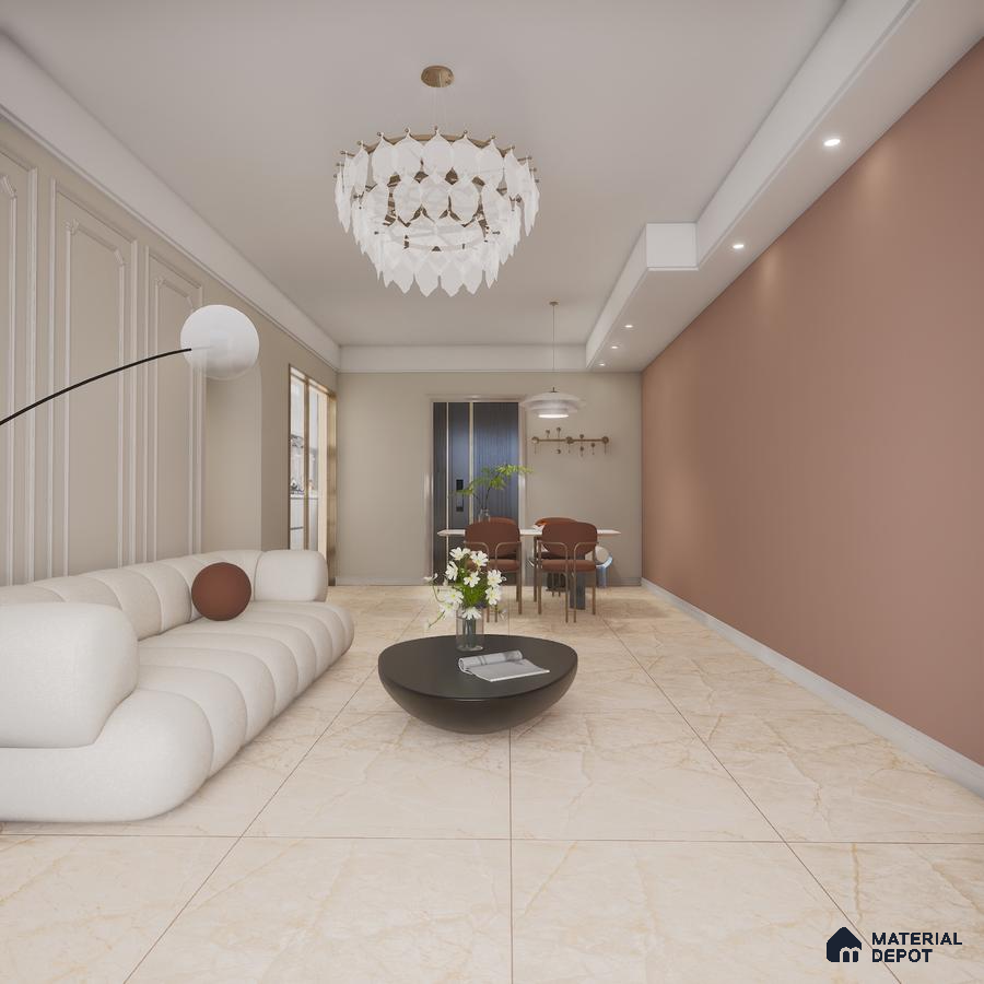 Harmony Beige 1200x600 mm Rustic Carving Finish GVT Tile - 9 mm | Material Depot