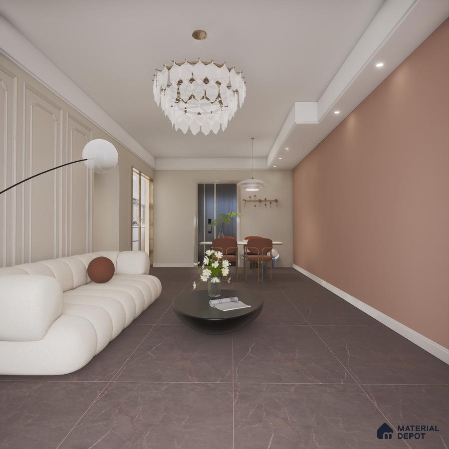 Elegance Choco 1200x600 mm Rustic Carving Finish GVT Tile | Material Depot