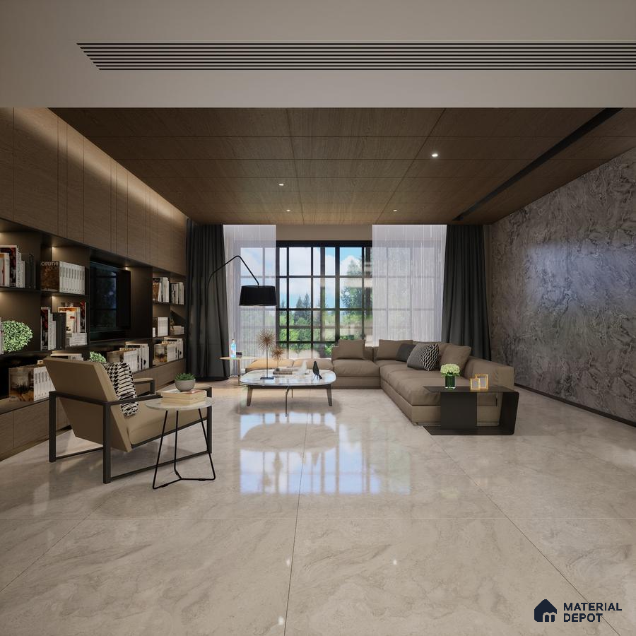 Callista Smooth Flow 1600x800 mm Glossy Finish GVT Tile - 9 mm | Material Depot