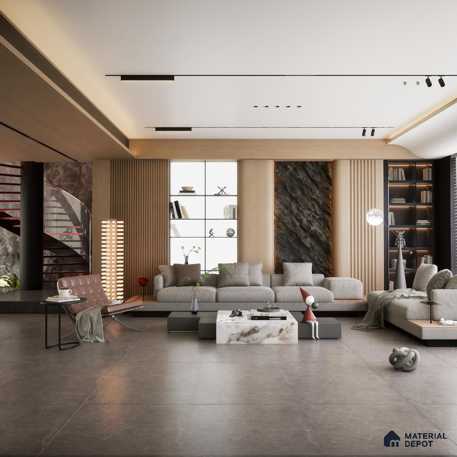 Perlino Grigio 1200x600 mm Matte Carving Tile | Material Depot