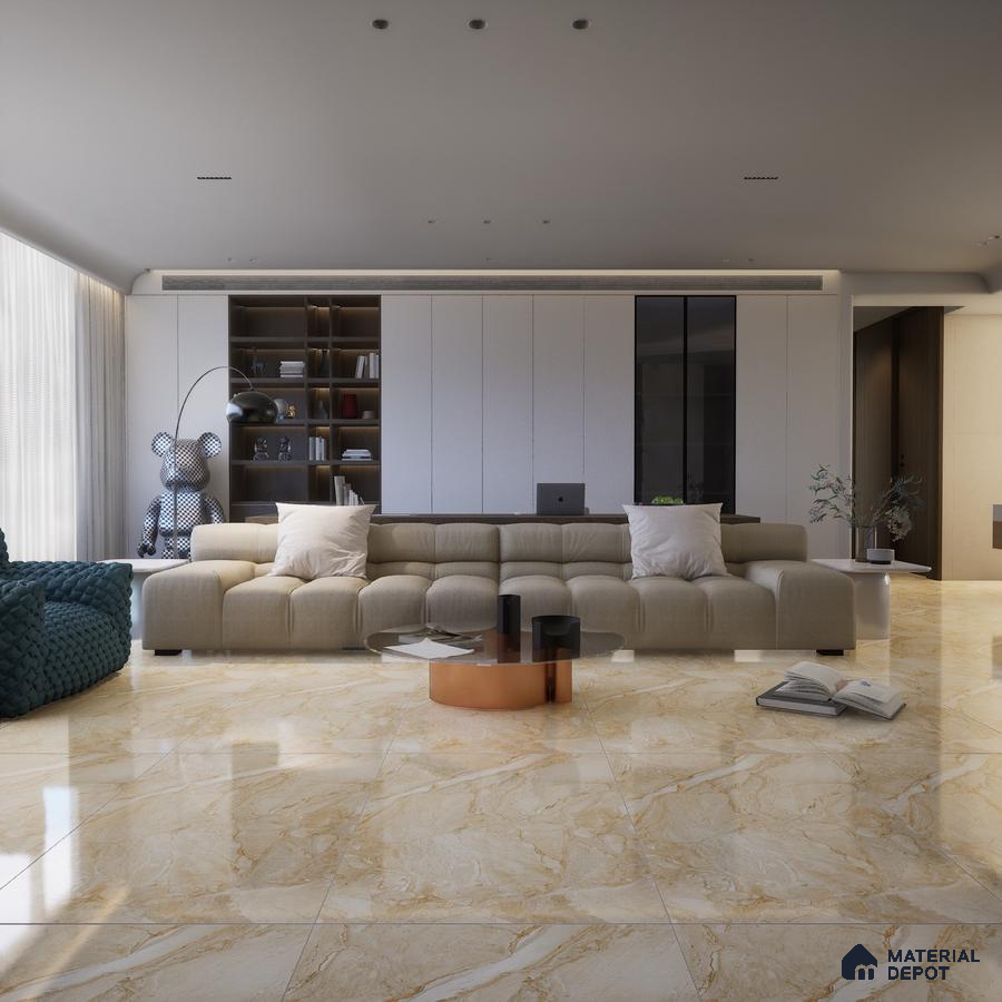 Random 5 Royal Dyan Gold 1200x600 mm Glossy Finish Tile - 9 mm | Material Depot