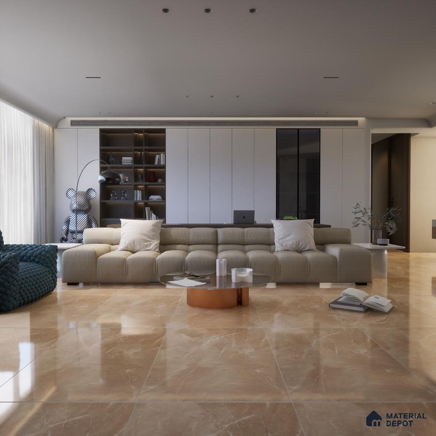 Armani Camel 1200x600 mm High Gloss Finish GVT Tile - 9 mm | Material Depot