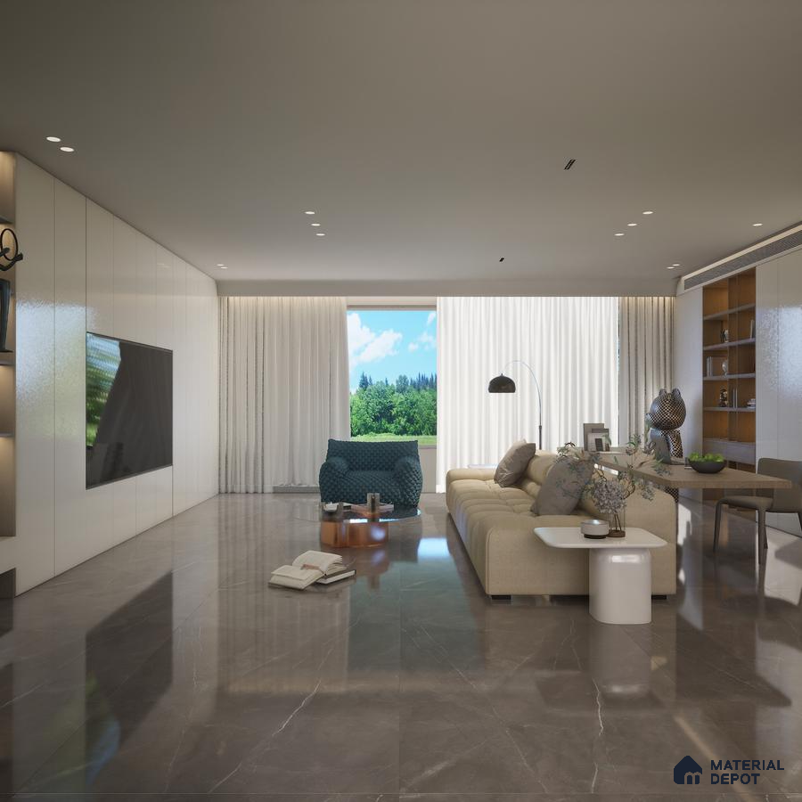 Armani Gris 1600x800 mm High Gloss Finish GVT Tile | Material Depot