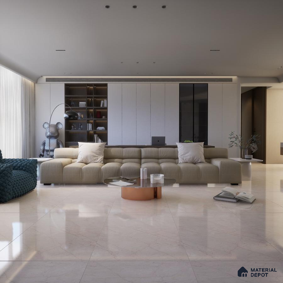 Arezzo Ash 1200x600 mm Glossy Finish GVT Tile - 9.5 mm | Material Depot