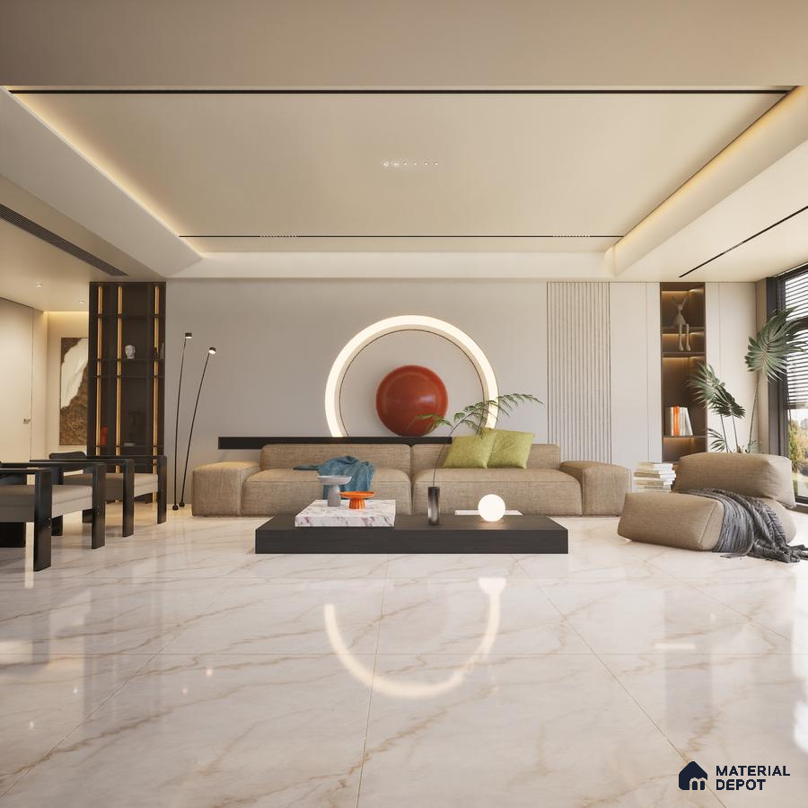 Novex Crema 1200x600 mm Glossy Finish GVT Tile | Material Depot