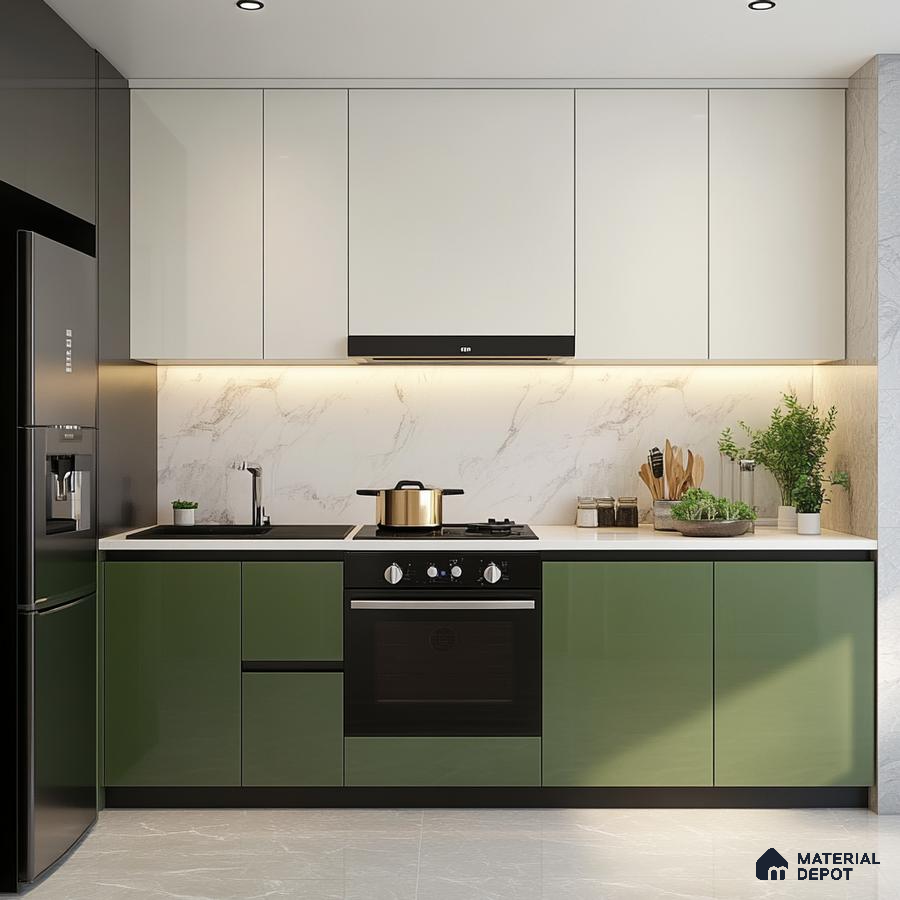 A Chic and Modern Kitchen: A Blend of Black, White, and Green | Material Depot