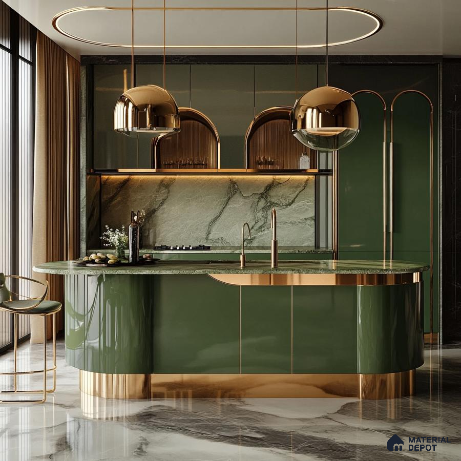 A Luxurious Escape: A Modern Kitchen with Golden Accents | Material Depot