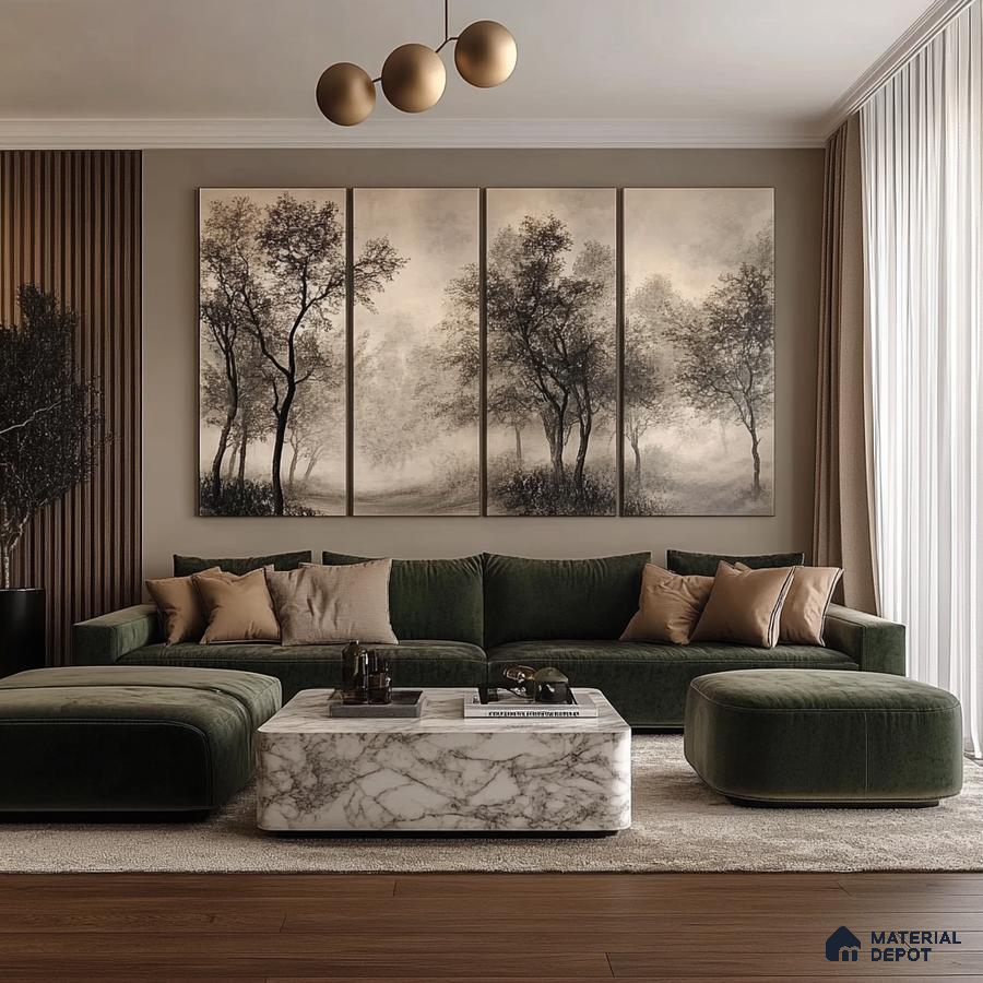 A Serene Living Room: A Minimalist Design with Natural Accents | Material Depot