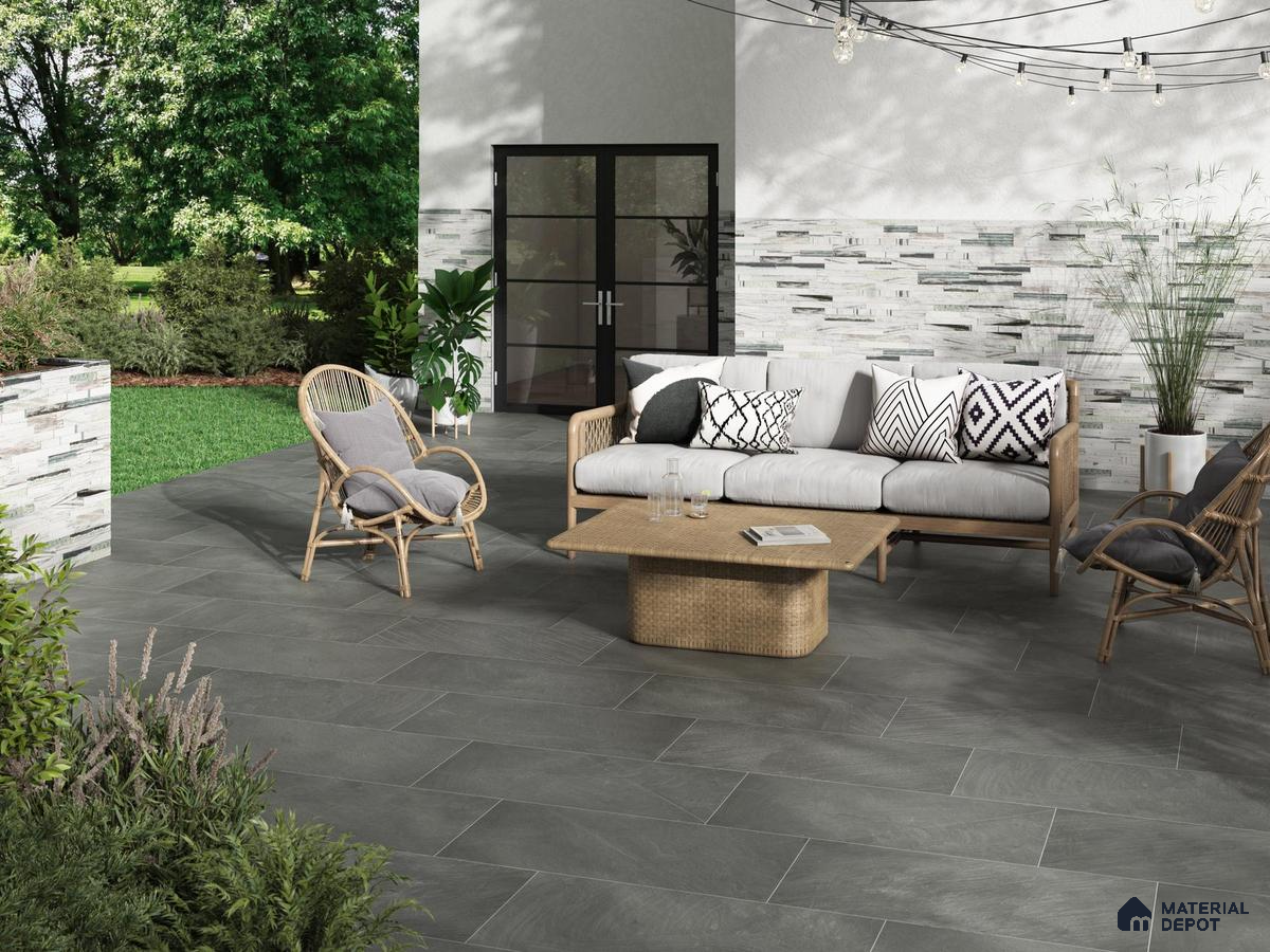 Outdoor place with grey tiles