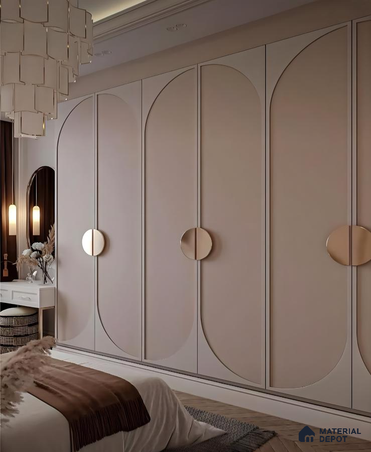 Arched Door Wardrobe with Gold Accents | Material Depot