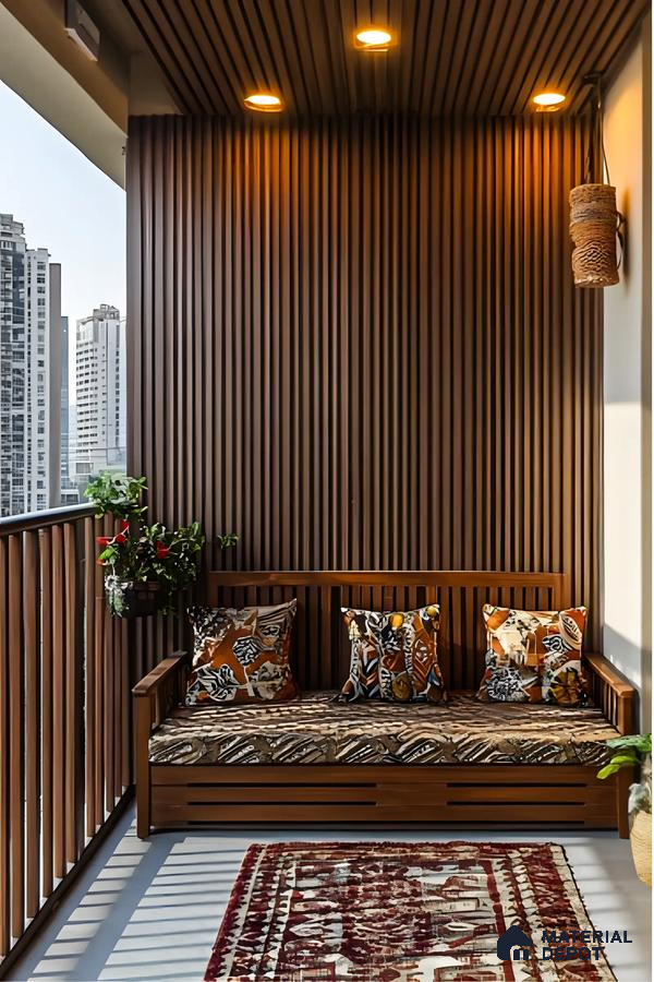 Balcony With Attractive Wooden Paneling | Material Depot