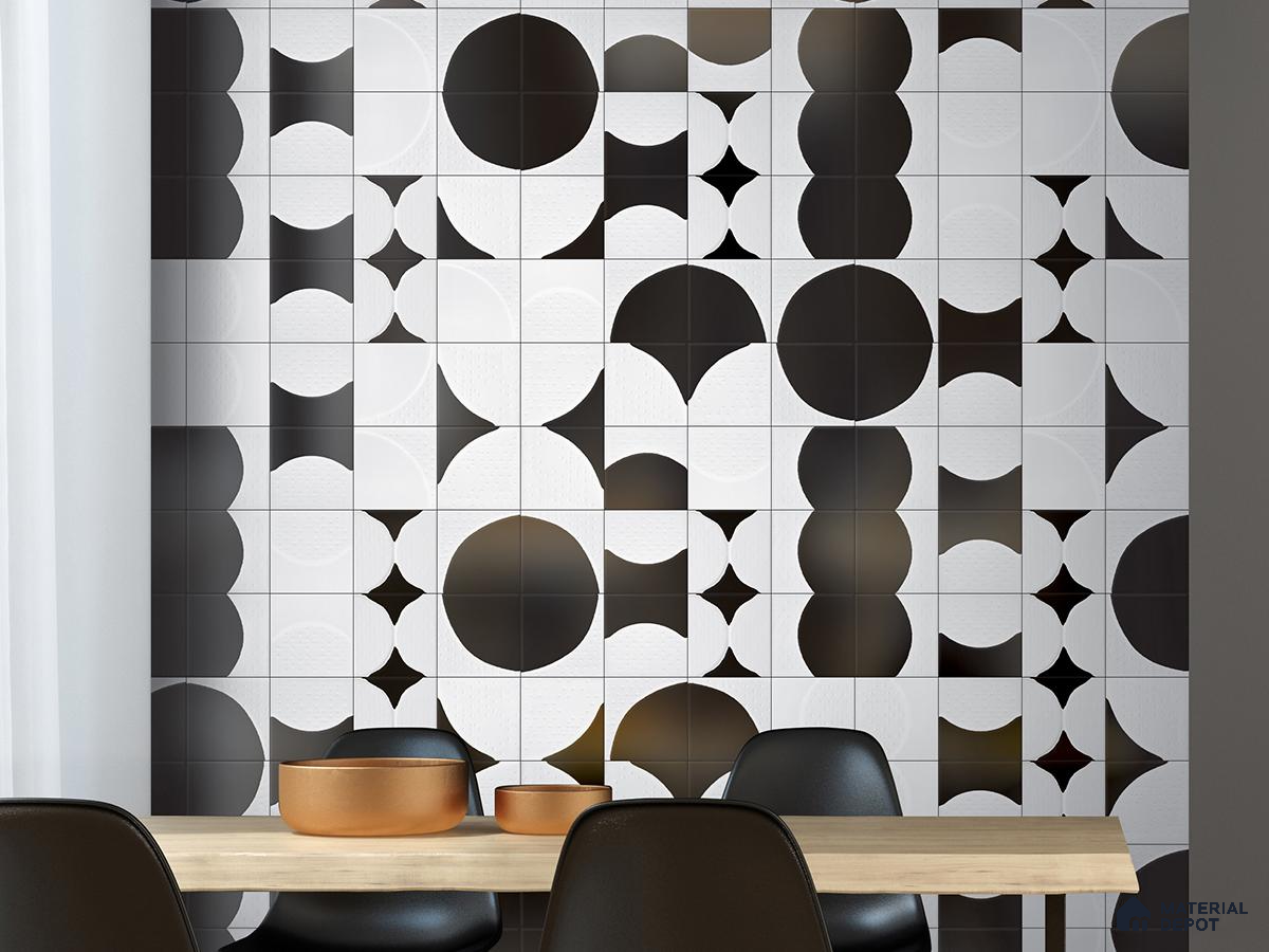Black and White Abstract Geometric Tiles for Modern Dining Spaces | Material Depot