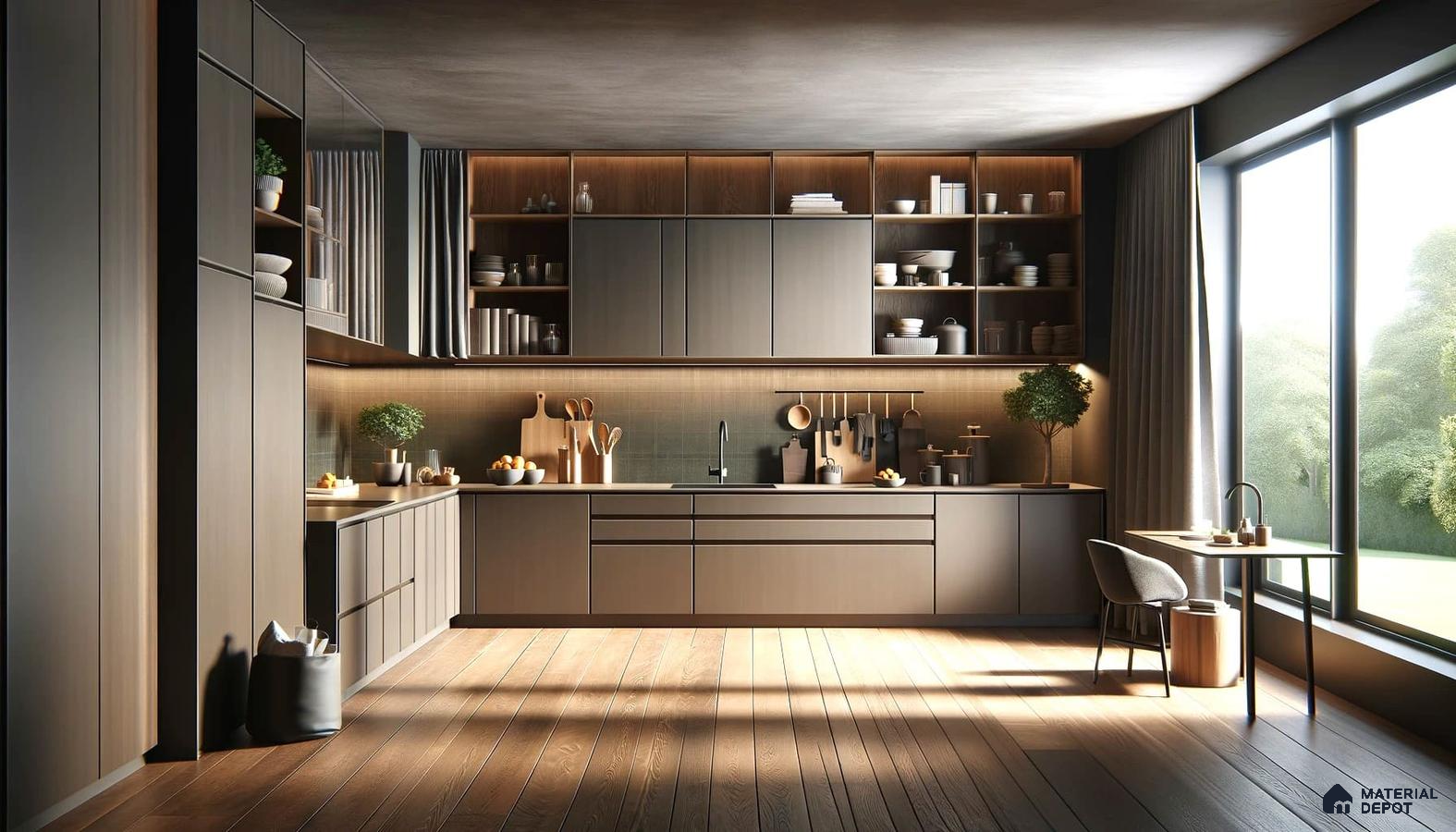 Blissful Modern Kitchen with Wood Accents and Streamlined Features | Material Depot