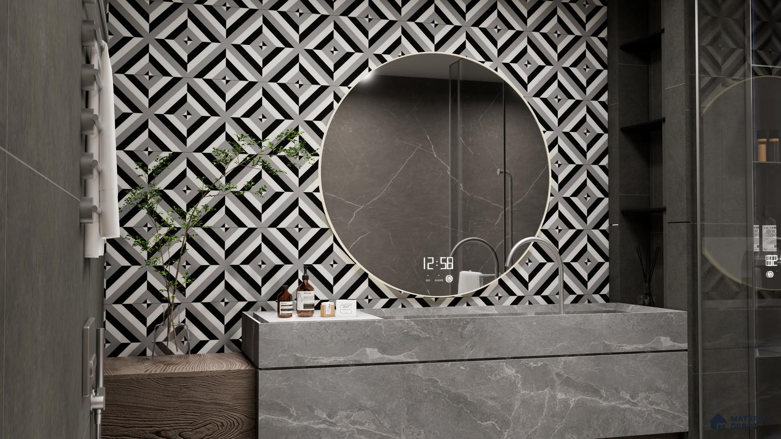 Bold Geometric Elegance in a Modern Bathroom | Material Depot