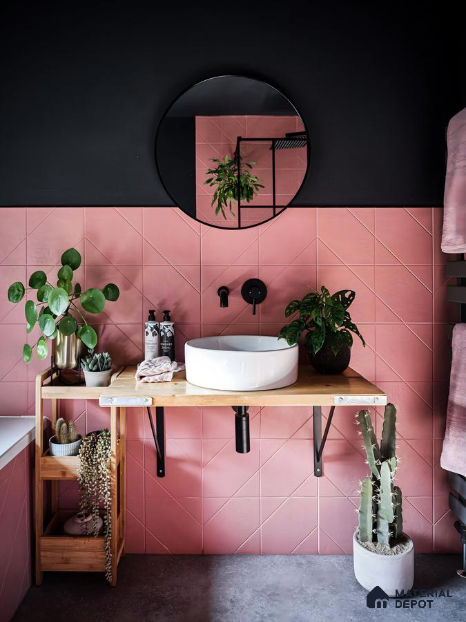 Botanical Bliss: Pink Bathroom Oasis | Material Depot